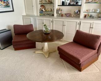 A Close Up of the 1970's Stuckey Furniture Low Armless Chairs.