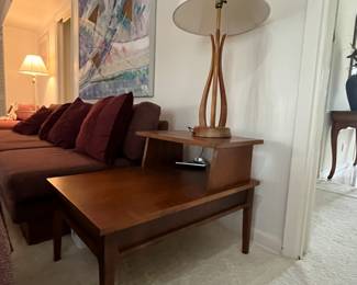 Mid Century Walnut Step End Table / Side Table  