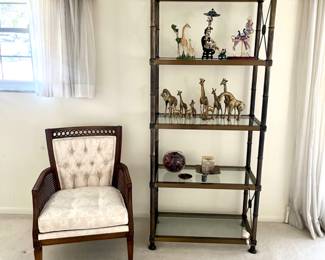 MCM Tufted Armchair and MCM Display Shelves