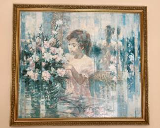 Vintage Signed Harrison Rucker Framed Print “First Arrangement