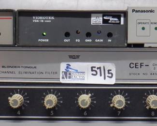 LOT OF 5 ELECTRONICS INCLUDING SHURE SR110 MONITOR MIXER, BLONDER TONGUE SINGLE CHANNEL FILTER AND MORE