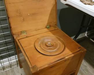 Antique portable toilet with hinged lid. Great condition