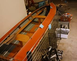 1940 Canvas Canoe. Folds in 1/2 and has a wheel cart to pull it to the water from your car. Asking $2500 OBO