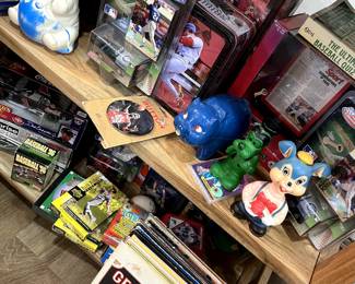 Sports memorabilia.  I have a TON of baseball cards from a collector.