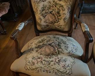 Antique petit point style upholstered chair