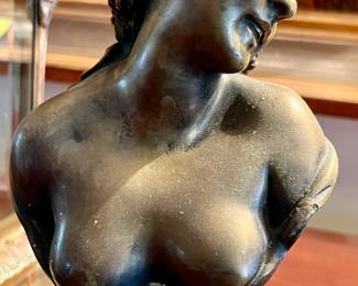 33. Bronze Bust "Young Bacchante" on Marble Plinth c. 1900 (After Claude Michel "Clodion") (8.5" x 5" x 3.5")