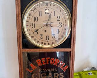 132. Waterbury Clock Company La Reforma Wall Clock w/ Pendulum (16" x 36")
