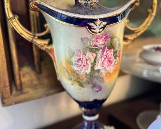 87a. Pair of Hand Painted Porcelain Vases (13" x 6" x 17")