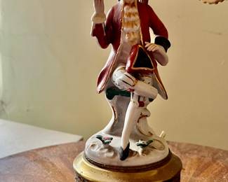 239. Porcelain Gentleman Lamp w/ Metal Detail (14")