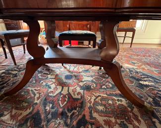 78. Scallop Inlaid Dining Table w/ 2-18" leaves (78" x 45" x 30")
