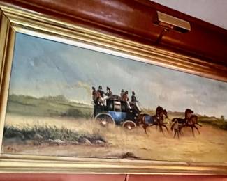 122. Stagecoach Painting by  AEMM 1830 (29" x 13")