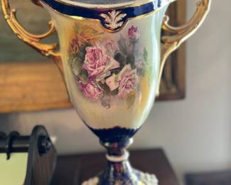 87a. Pair of Hand Painted Porcelain Vases (13" x 6" x 17")