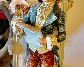 4. Pair of Antique Porcelain Figurine Vases (6" x 7" x 18")