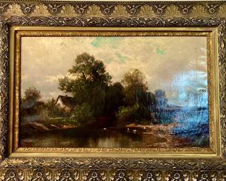 18. Signed Oil on Canvas by Carl Weber Landscape of Bucks County (20" x 34")