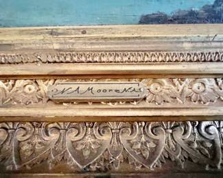 88. Signed Oil on Canvas by Nelson Augustus Moore "Lake View in Autumn With Hunter" 1896