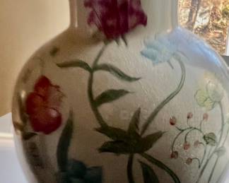 227. Pair of Hand Painted Vases Fleurs de Chantilly (12")