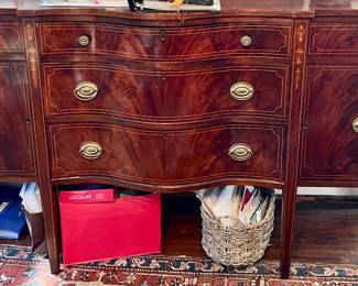 76. Antique Inlaid 4 Drawer/2 Door Sideboard