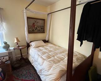 222. Four Poster Twin Bed w/ Frame for Canopy and Trundle (82"h)