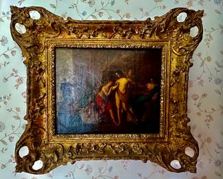 180. Antique Oil on Canvas of Draped Figures (11" x 9")