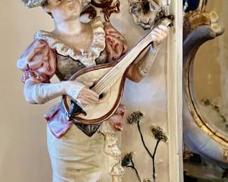 4. Pair of Antique Porcelain Figurine Vases (6" x 7" x 18")