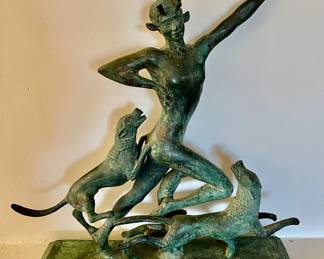 19b. Bronze Sculpture of Actaeon w/ His Dogs (15" x 4" x 17")
