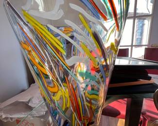 138. Colorful Hand Blown Vase (12")