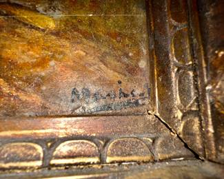 238. Painting of 2 Bare Chested Female Sword Fighters by Mewibeu (14" x 10")