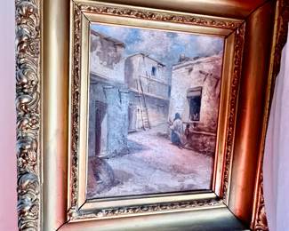 214. Adobe Town Painting by Chas H Haraam (9" x 11")