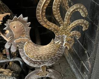 19a. Pair of Rooster Andirons (10" x 18")