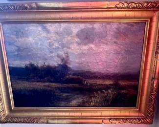 75. Signed Landscape Painting by David Johnson 1827-1907) (art 10" x 8")