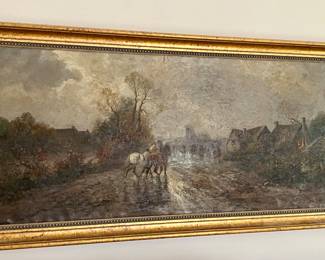 211. English Town Painting by H. Degroot (39" x 7")