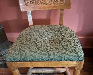 116a. Antique Carved Back Side Chair w/ Upholstered Seat (19" x 20" x 32")