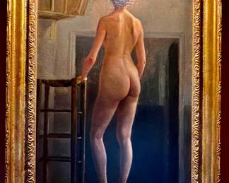 117. Oil on Canvas by Walter Lofthouse Dean of Standing Nude Woman From Behind (25" x 17")