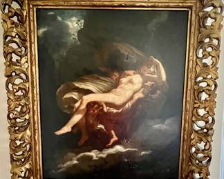 190. Oil on Canvas Psyche Carried to Heaven by Mercury (Continental School 19C) (22" x 18")