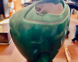 42. Green Ceramic Vase by John Sherman (4" x 6")