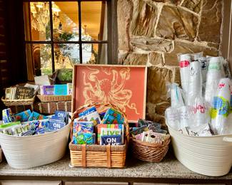 Entertaining with lots of napkins, plates, and cups.  Tons more!