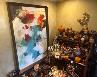 Halloween corner with a bright pop of art!