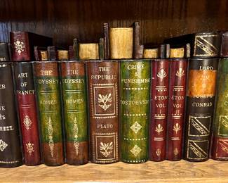 Another leather covered faux book box.