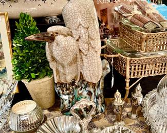 Beautiful cranes, silver, greenery!