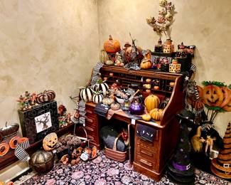 Boutique Halloween fun with an antique roll top desk.