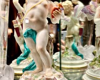 Meissen cupid holding a love letter and heart!  Scarce beauty!