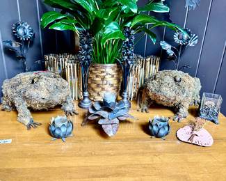Moss frogs and another Jan Barboglio candle holder.