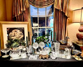 Table full of Wateford crystal.