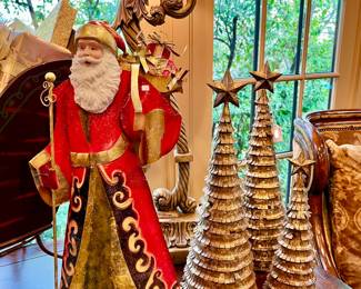 Pair of tall curved lamps.