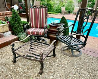 Set of 4 metal swivel chairs.