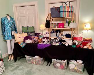 Heels, handbags, larger canvas bags.