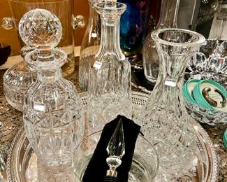 Nice selection of Wateford decanters.