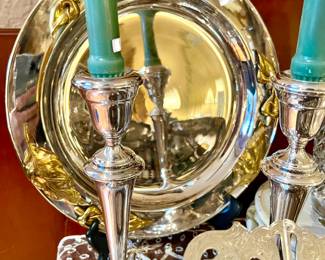 Fantastic silver bowl with gold calla lilies around the border.