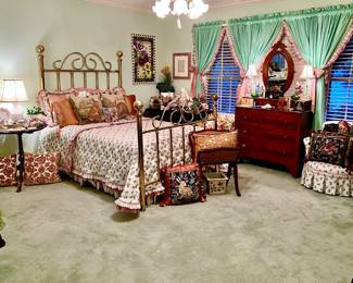 Sweet girl's room full of handbags and scarves and bunnies!