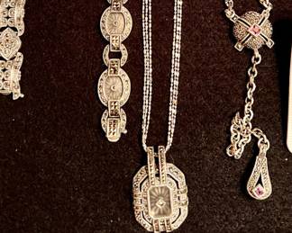 30% OFF -  Judith Jack Sterling and Marcasite necklace and matching bracelet 